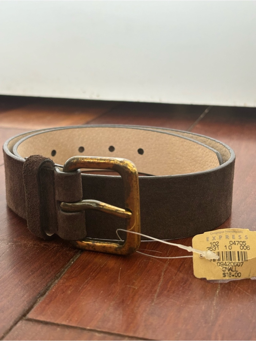 Vintage Express Brown Suede Leather Belt w/ tags S